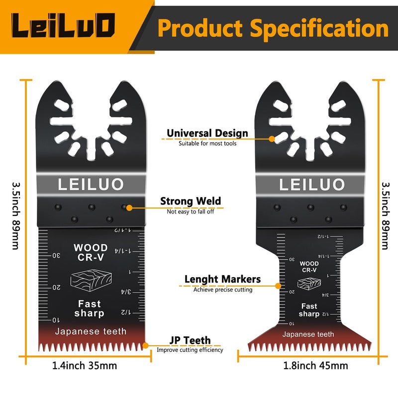 LEILUO 50 Pcs Multitool Blades Japanese Teeth Fast Cutting Oscillating Tool Blades CRV Material Oscillating Saw Blades Universal Accessories with Storage Bag Fit DeWalt Milwaukee Makita and More - Image 3